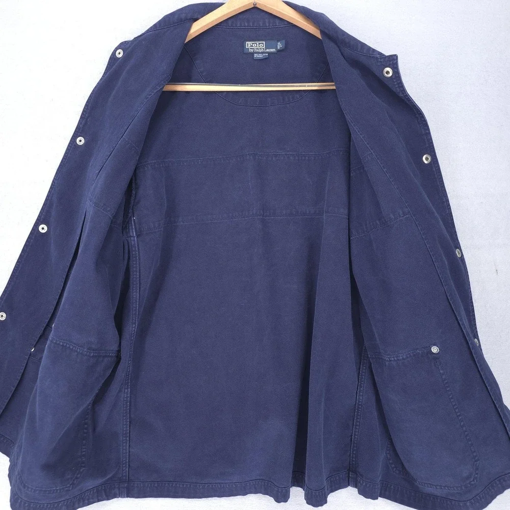 Vintage Polo Ralph Lauren Coat Mens Large Blue Fireman Clasp Canvas Nautical